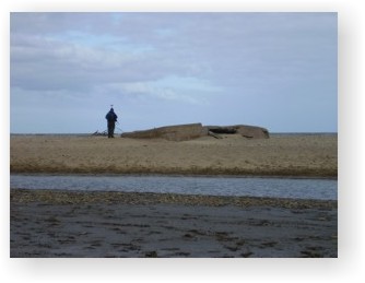 Surveying a pillbox at Crimdon Dene