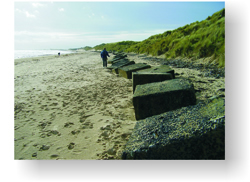 Concrete tank traps on the beach near Druridge Bay