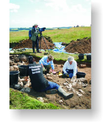 Archaeological Research Services staff and volunteers excavating the hillfort rampart