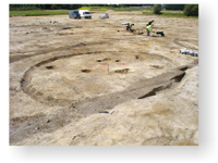 Excavations at the site have already revealed the remains of an Iron Age village in the form of roundhouses such as the one pictured here