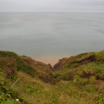 Looking down towards the sea from the Stoupe Brow site.