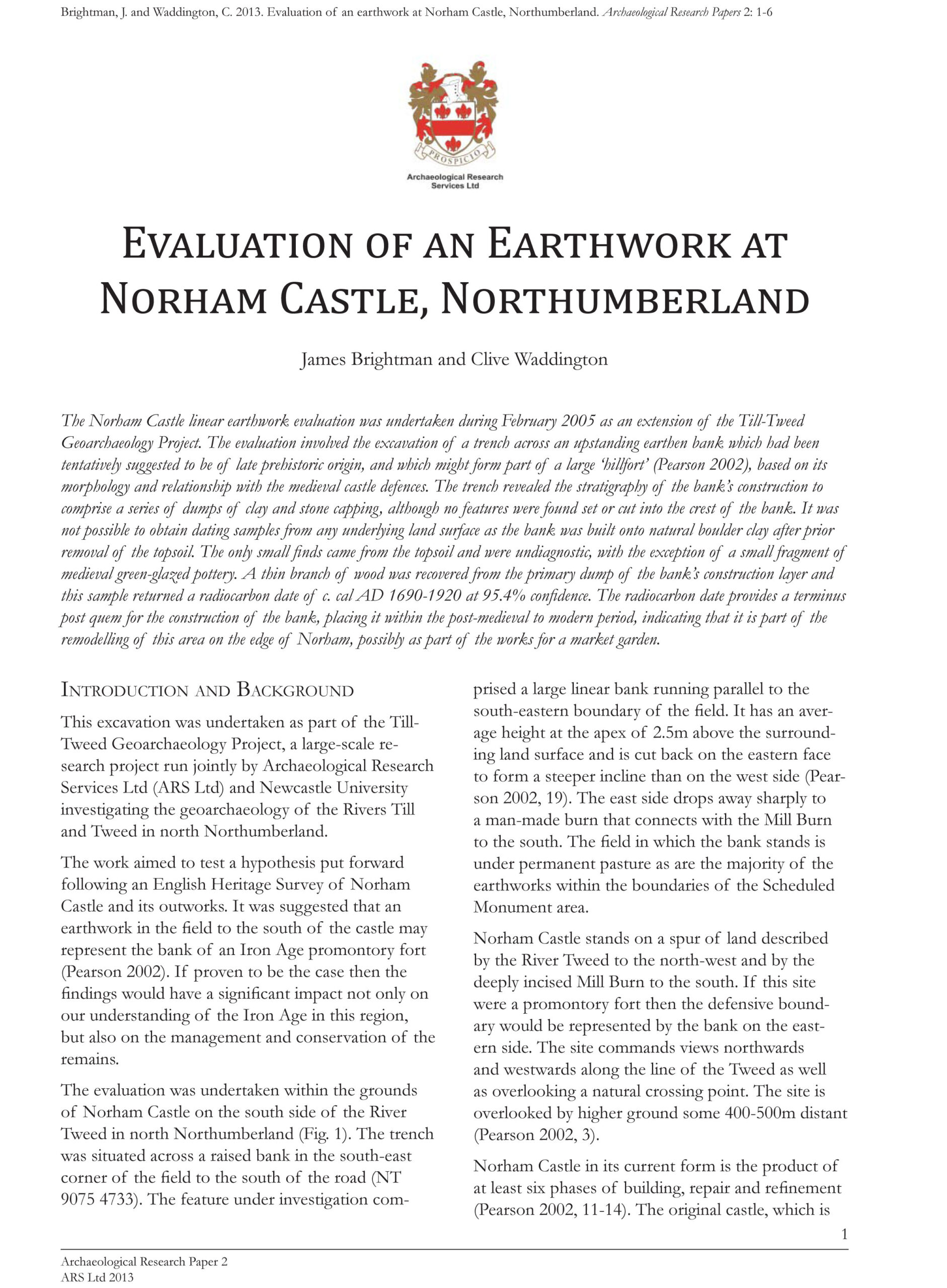 Evaluation of an Earthwork at Norham Castle