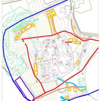 The digitised results of an earthwork survey created using GIS software. © Copyright ARS Ltd 2018