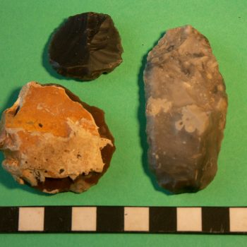 Various types of flint scrapers found during fieldwalking at Lanton Quarry. © Copyright ARS Ltd 2018
