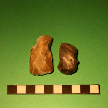 Examples of flint end scrapers which were probably used for scraping animal hides before being made into clothes, bags or tent coverings. © Copyright ARS Ltd 2018