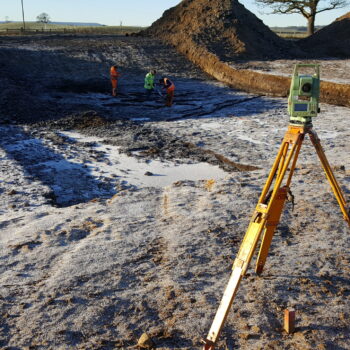 As part of the recording process during the excavation of the kettle hole each deposit and archaeological feature was accurately mapped to national grid co-ordinates using survey equipment. © Copyright ARS Ltd