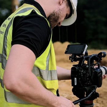 Will from Oliver Brian Productions hard at work filming on site.