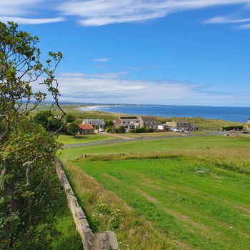 The view from the top of the pele tower looking northwards along Druridge Bay. © Copyright ARS Ltd 2020