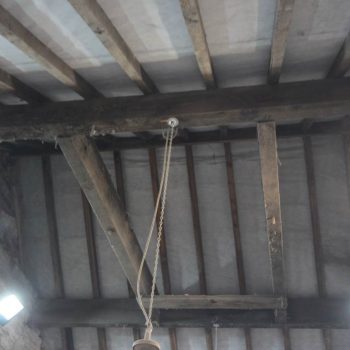 The large wooden frame attached to the ceiling, which may have been used for lifting large animal carcasses. © Copyright ARS Ltd 2020