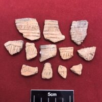 Fragments of comb-decorated Beaker pottery recovered from the Early Bronze Age pits, two post holes and the occupation ‘floor’ © Copyright ARS Ltd 2022