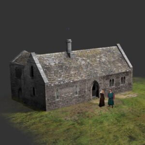 Digital reconstruction of phase 1 of Cresswell Pele Tower c1200 © Copyright ARS Ltd 2021