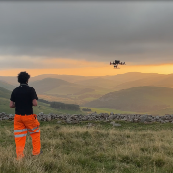UAV remote sensing underway on Yeavering Bell, Northumberland © Copyright ARS Ltd 2023