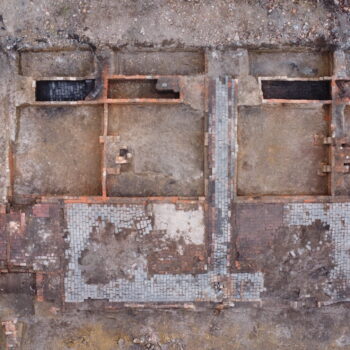 Drone photo of excavated terraced houses © Copyright ARS Ltd 2023