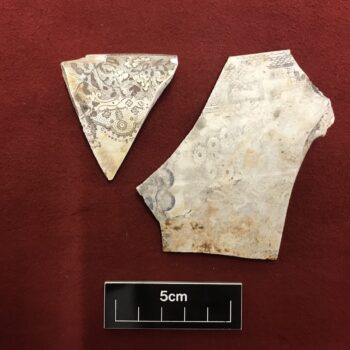 Fragments of transfer-printed biscuit ware pottery ‘wasters’ © Copyright ARS Ltd 2023