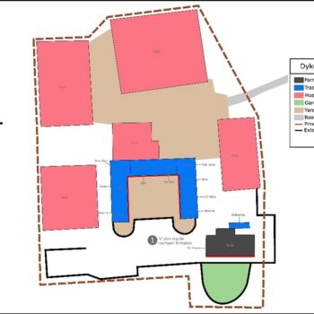 Site plan produced for the ‘U’ plan model farm at Dyke Head Farm © ARS Ltd 2023