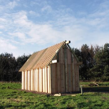 Maelmin reconstructed Dark Age Hall before thatch © ARS Ltd 2018