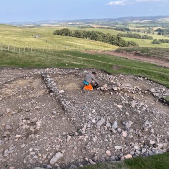 View across the circular Bronze Age platform settlement looking east towards the North Sea © ARS Ltd 2025