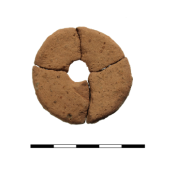 A complete spindle whorl made from the native soft fabric © ARS Ltd 2025
